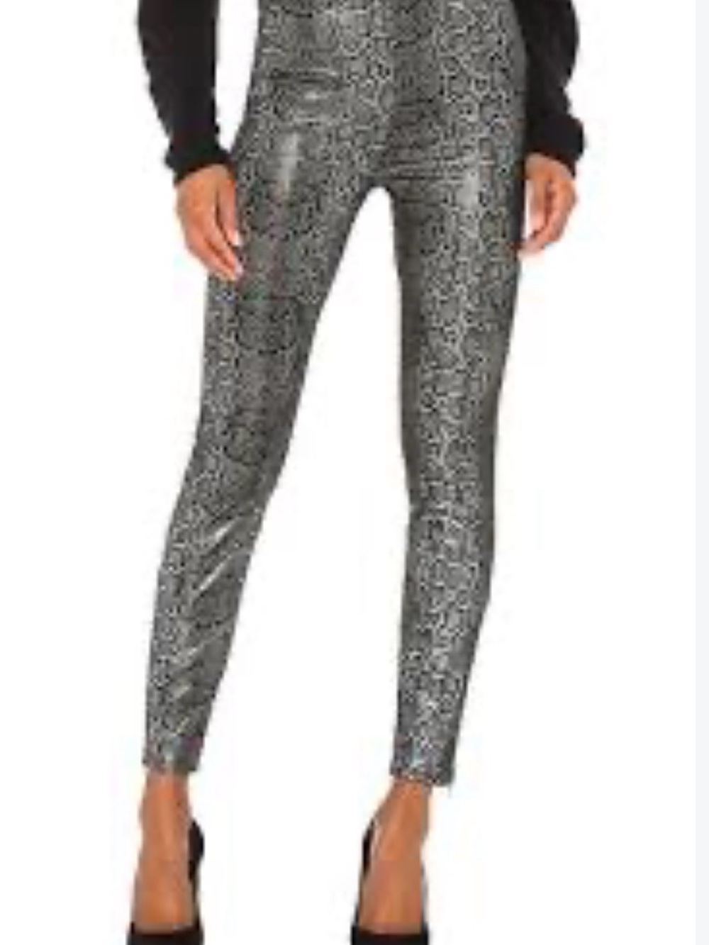 J Brand Metallic Snake-Print Skinny Pants in Lamb leather